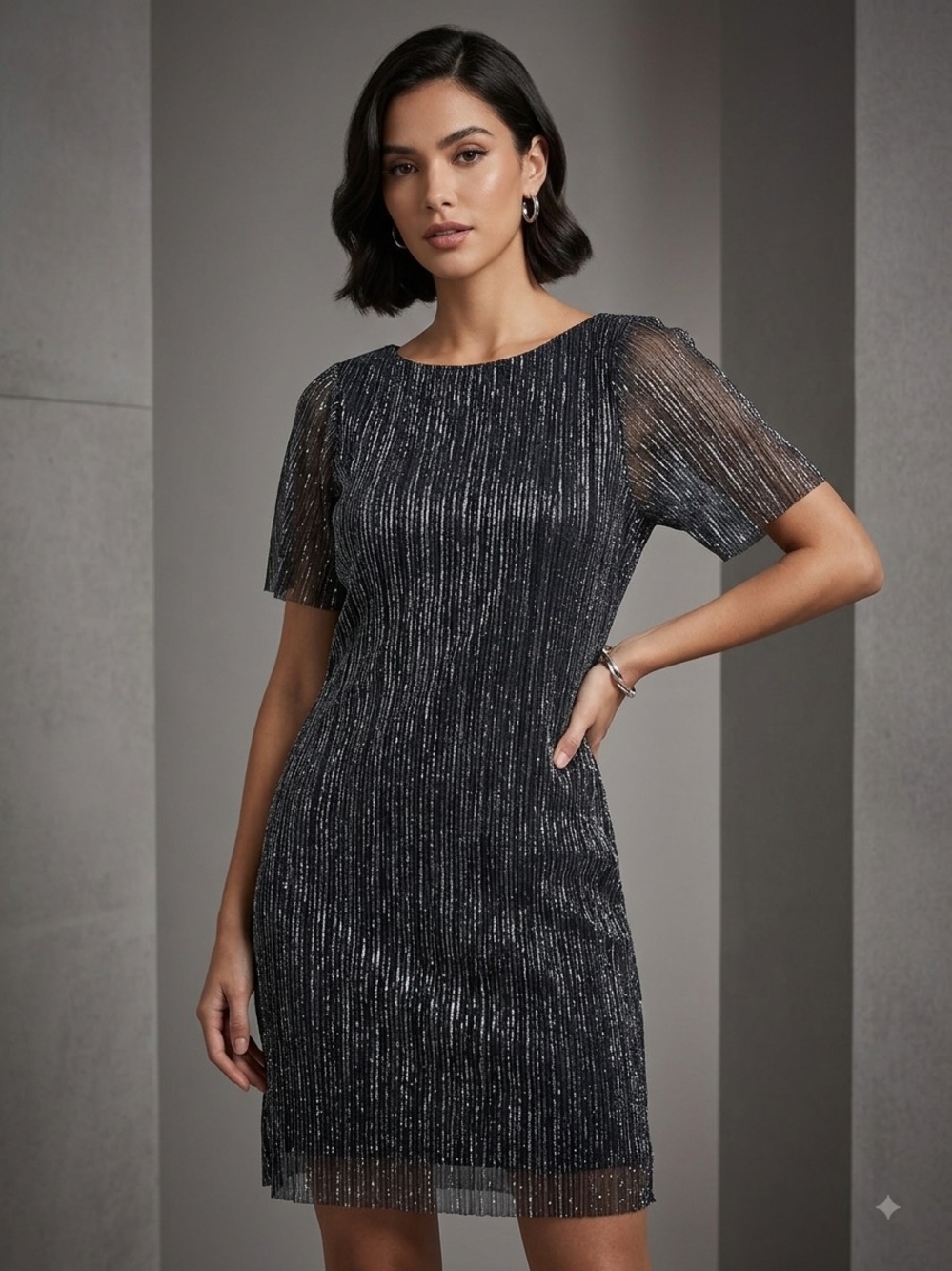Oak + Fort Metallic Party Festive Mini Dress , Small